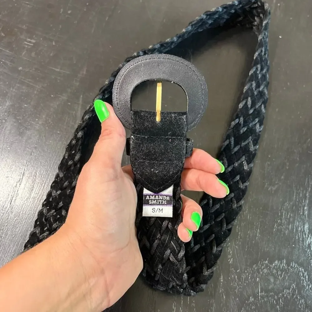 American Vintage Black Velvety Braided Belt- Ashley Smith Y2K 90s S/M Minimalist